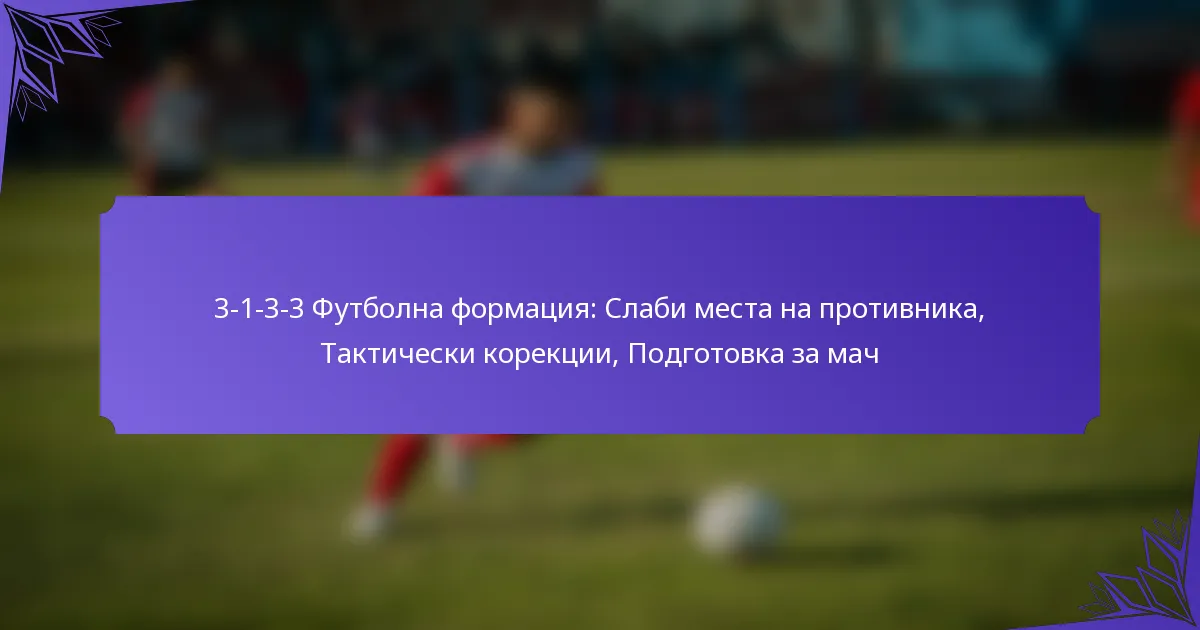 3-1-3-3 Футболна формация: Слаби места на противника, Тактически корекции, Подготовка за мач
