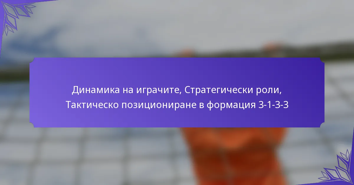 Динамика на играчите, Стратегически роли, Тактическо позициониране в формация 3-1-3-3