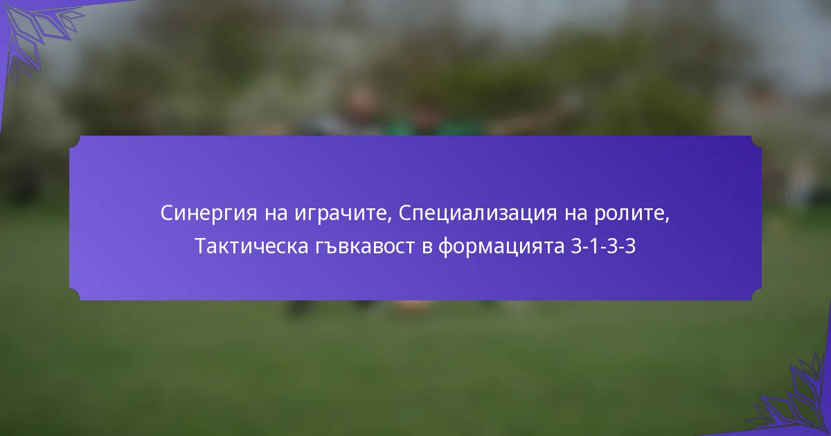 Синергия на играчите, Специализация на ролите, Тактическа гъвкавост в формацията 3-1-3-3