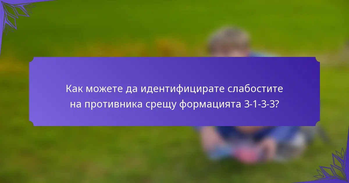 Как можете да идентифицирате слабостите на противника срещу формацията 3-1-3-3?