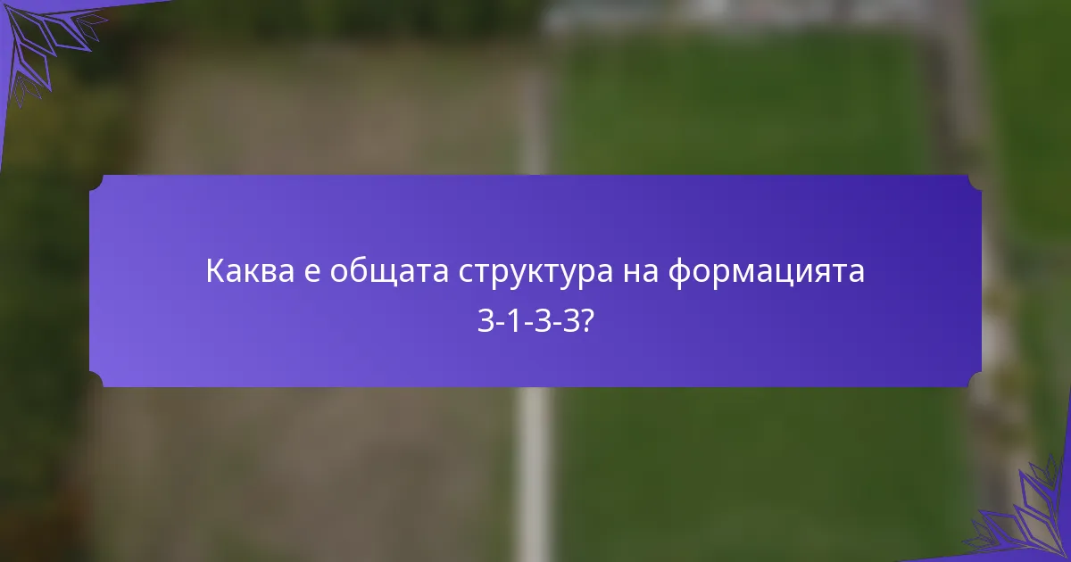 Каква е общата структура на формацията 3-1-3-3?