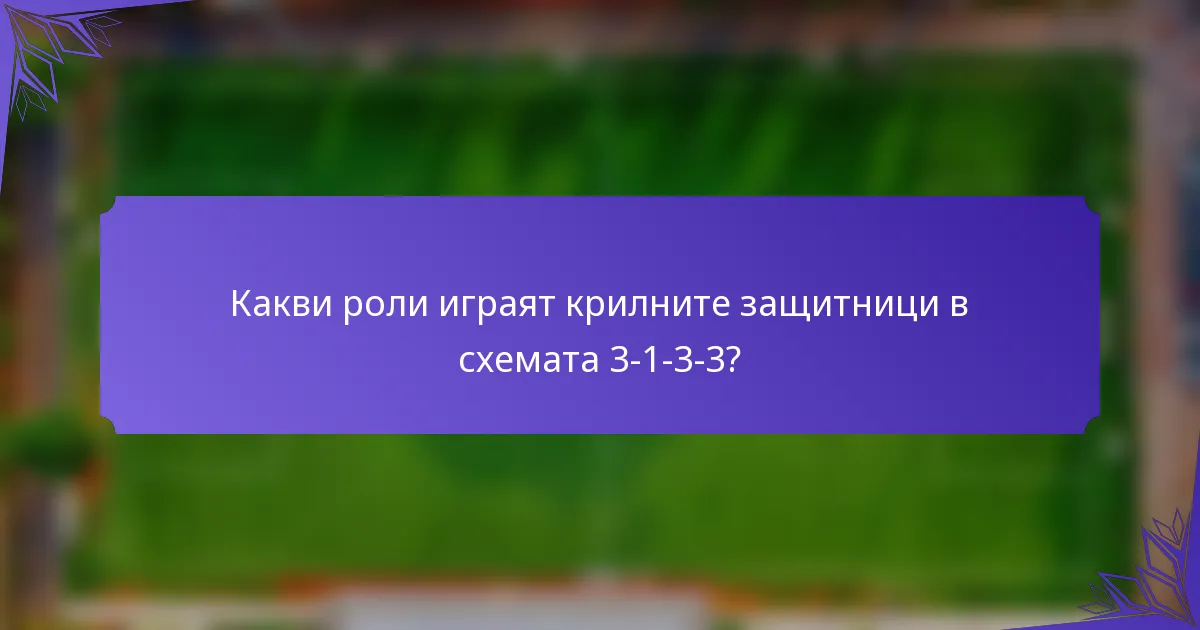 Какви роли играят крилните защитници в схемата 3-1-3-3?