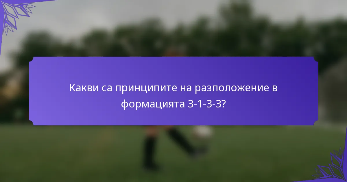 Какви са принципите на разположение в формацията 3-1-3-3?