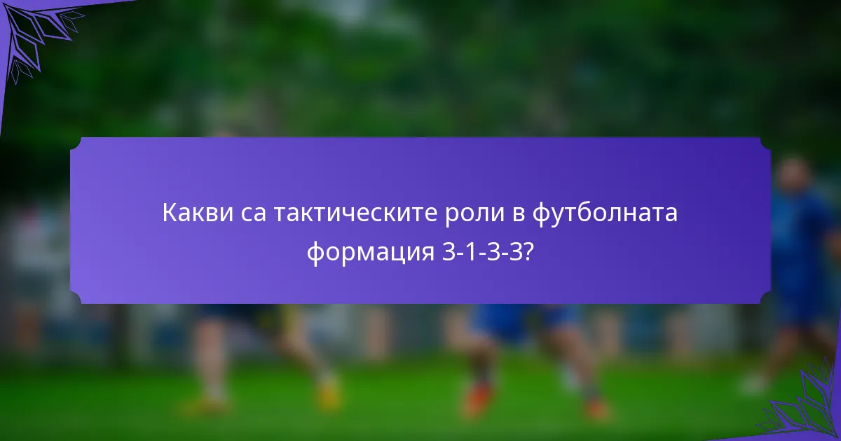Какви са тактическите роли в футболната формация 3-1-3-3?